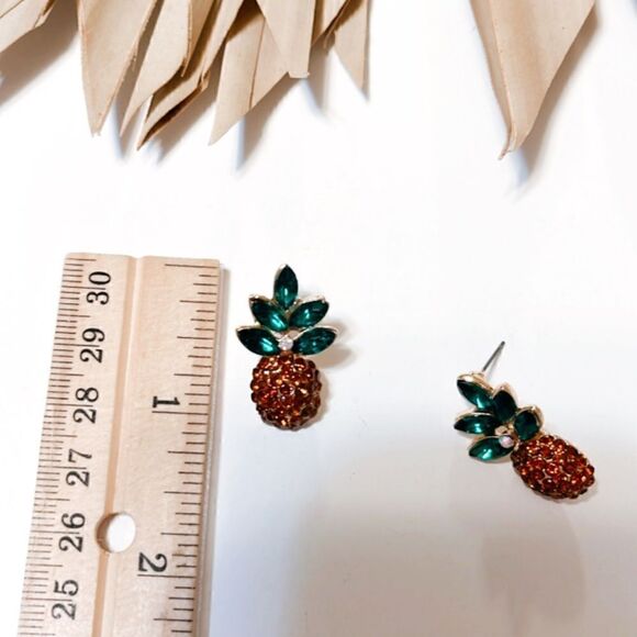 Diamond pineapple earrings #1167  - Picture 6 of 7